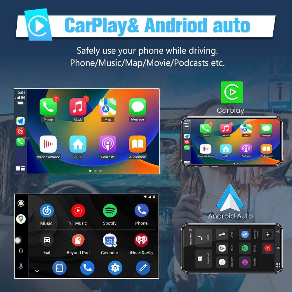 Autoradio Android 9" pour Dodge RAM 1500-3500 (2013-2018) avec WiFi 5G, CarPlay, Android Auto, 2+32 Go - Manuel AC uniquement