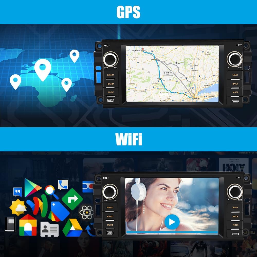 Autoradio 5G WiFi Android 13 pour Dodge RAM 1500-3500 (2009-2012), CarPlay/Android Auto sans fil, GPS, caméra de recul HD, 2 Go + 32 Go