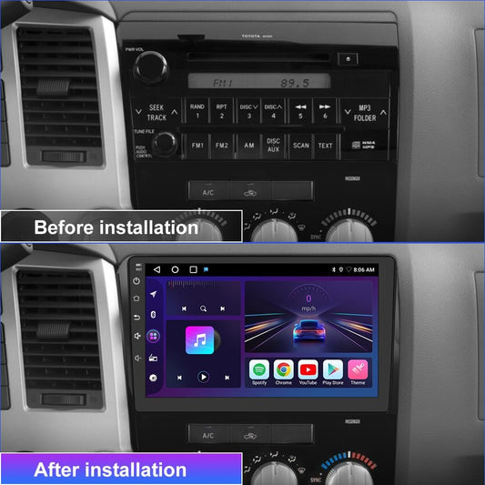 Mise à niveau stéréo de voiture WiFi 5G pour Toyota Tundra 2007-2013 et Sequoia 2008-2018, radio à écran tactile avec CarPlay sans fil, Android Auto, AM/FM, 2 Go + 32 Go