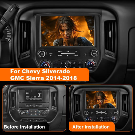 Autoradio stéréo Android 13 pour Chevrolet Silverado/GMC Sierra 2014-2018 avec CarPlay sans fil, Android Auto, Bluetooth