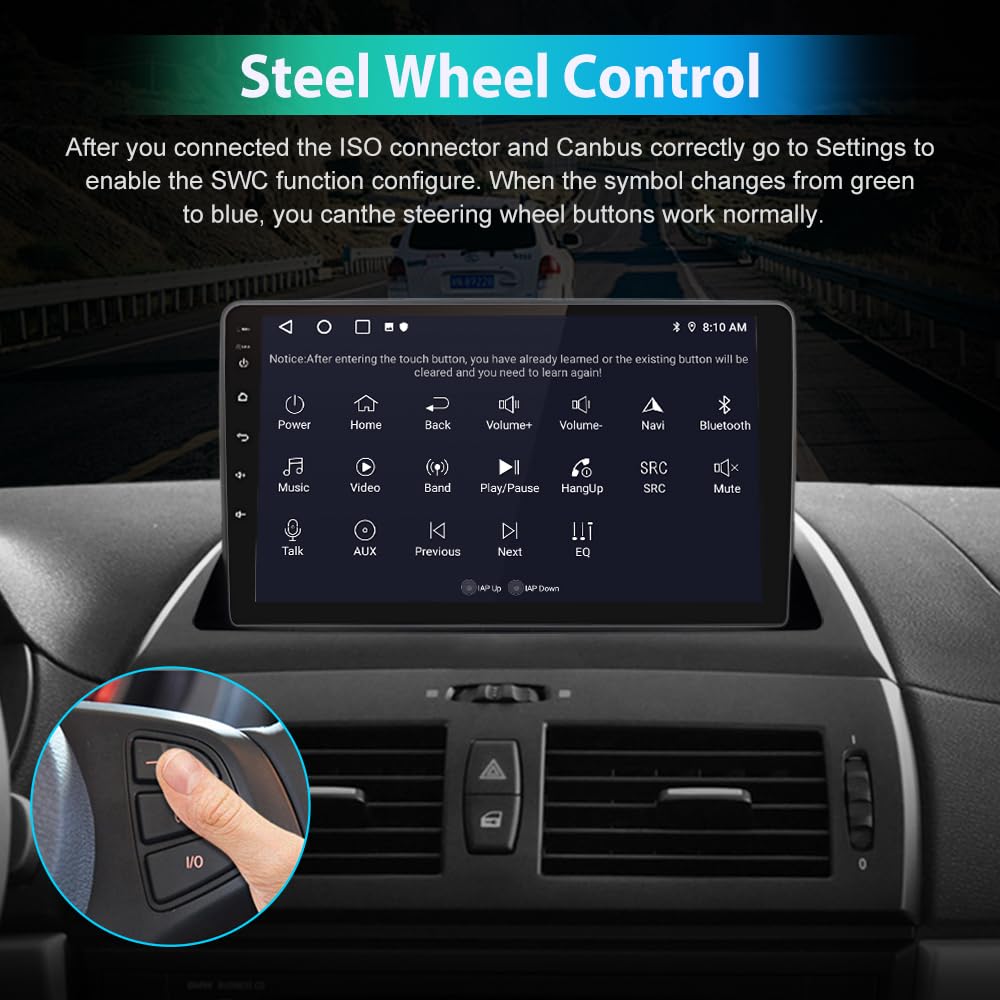 Mise à niveau stéréo de voiture Android pour BMW X3 E83 (2004-2012) – Radio à écran tactile avec CarPlay sans fil, Android Auto, Bluetooth, WiFi, navigation GPS