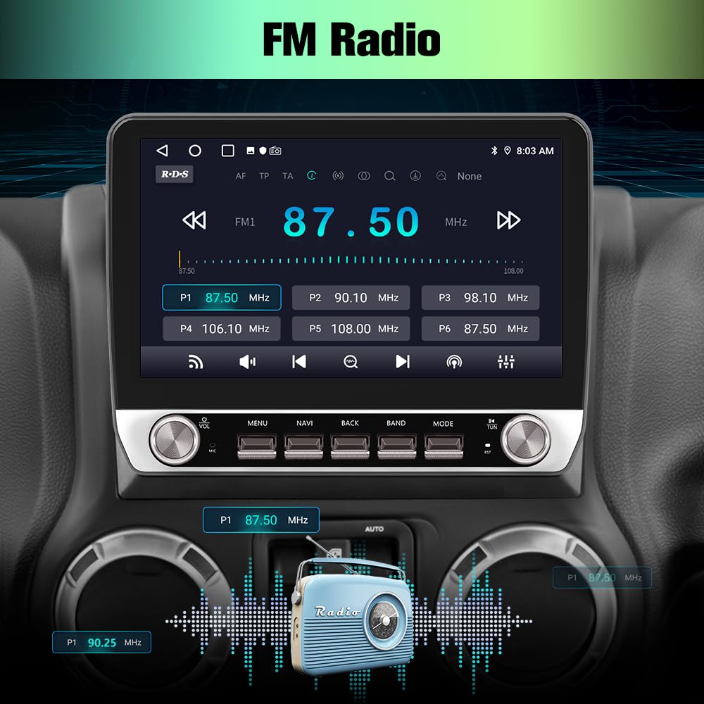 Autoradio stéréo 2 Go + 64 Go mise à niveau pour Jeep Wrangler JK 2007-2018, Dodge Ram 1500/2500 2009-2012, Grand Cherokee avec CarPlay
