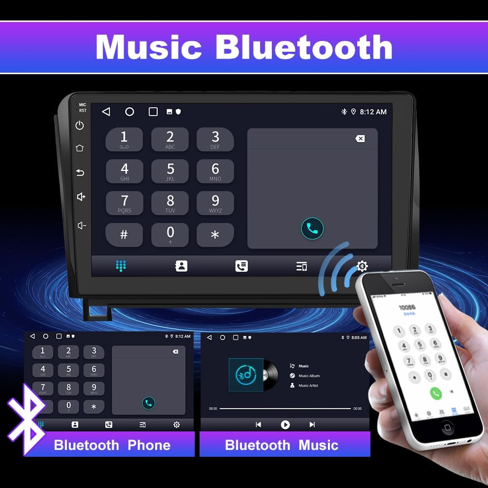 Mise à niveau stéréo de voiture WiFi 5G pour Toyota Tundra 2007-2013 et Sequoia 2008-2018, radio à écran tactile avec CarPlay sans fil, Android Auto, AM/FM, 2 Go + 32 Go