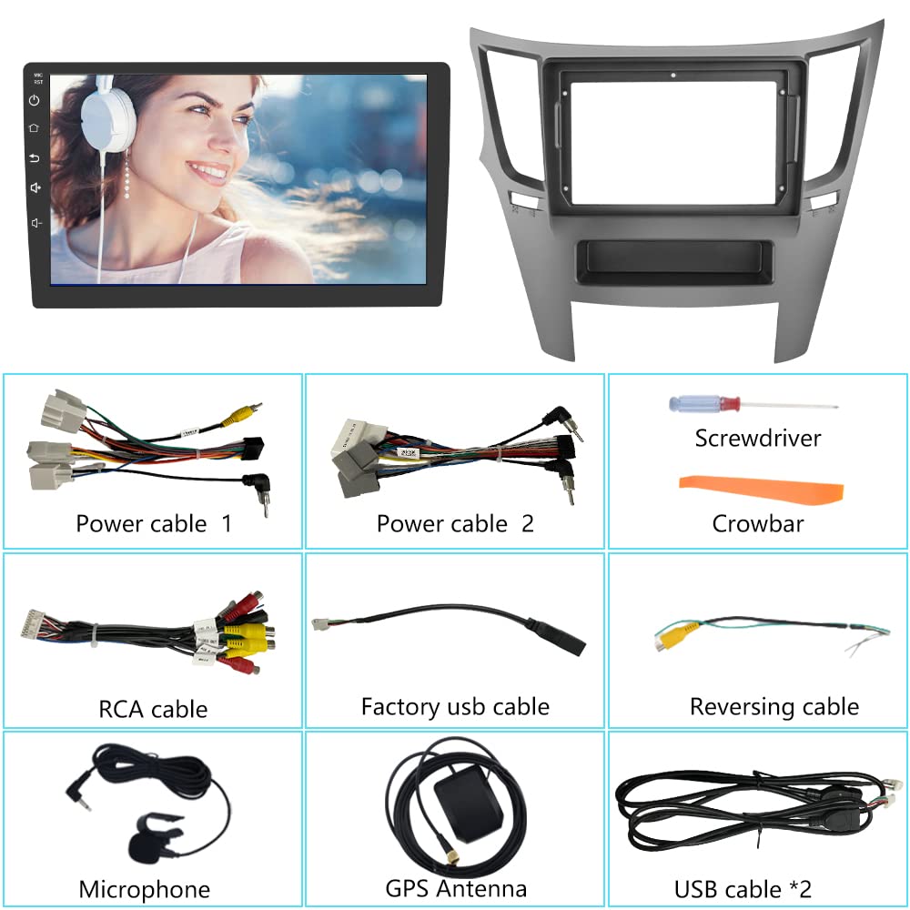 Autoradio 9" Android 12 pour Subaru Outback/Legacy 2009-2014 : écran tactile, CarPlay sans fil/Android Auto, WiFi, Bluetooth, GPS, FM, 2G+32G.