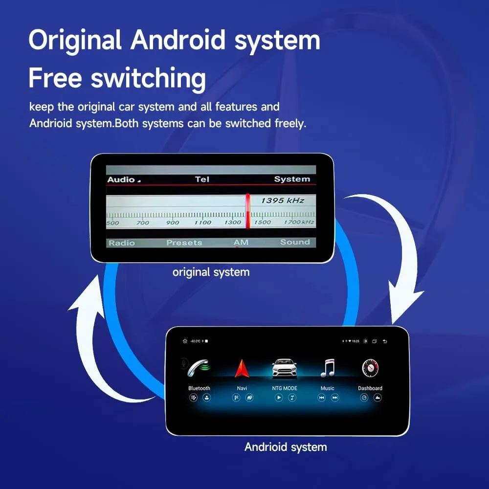 Autoradio Android 13, écran 10.25" pour Mercedes-Benz Classe A W176, GLA X156, CLA C117 (NTG 4.5/4.7) 2013-2015