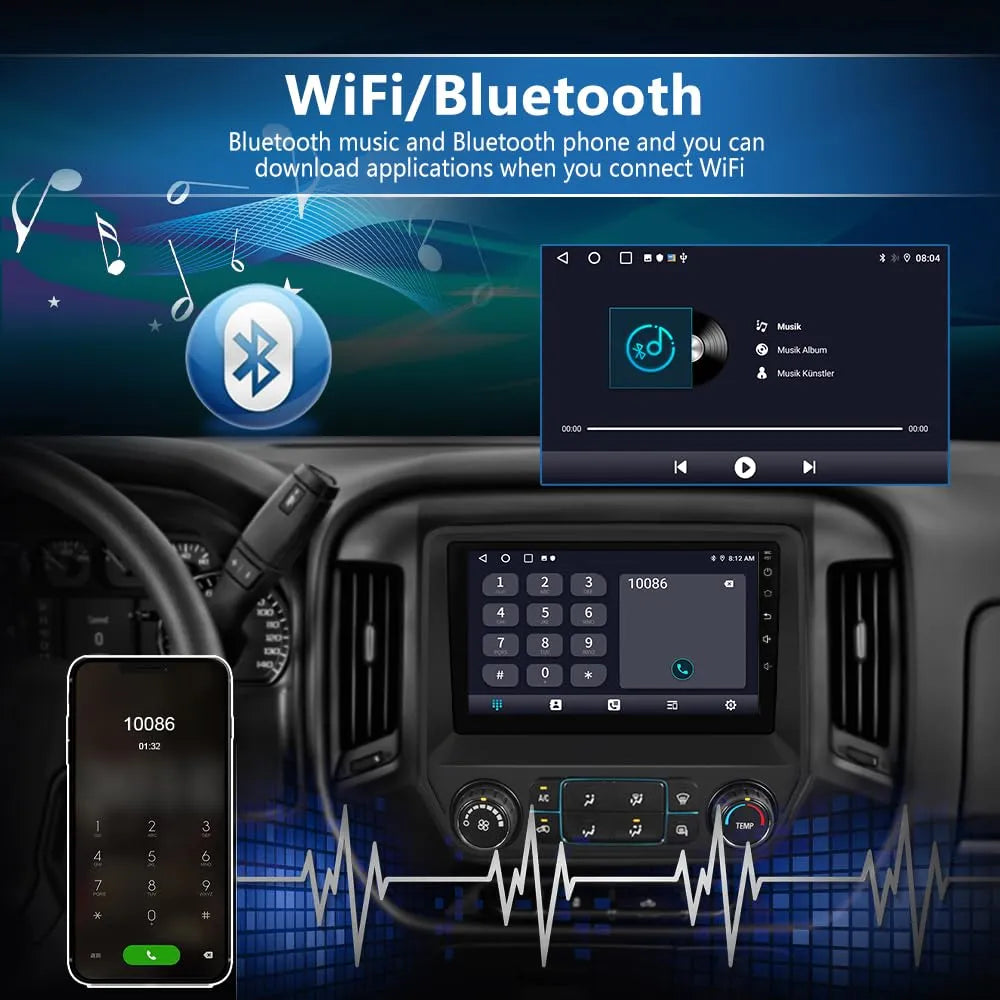 Autoradio stéréo Android 13 pour Chevrolet Silverado/GMC Sierra 2014-2018 avec CarPlay sans fil et Android Auto