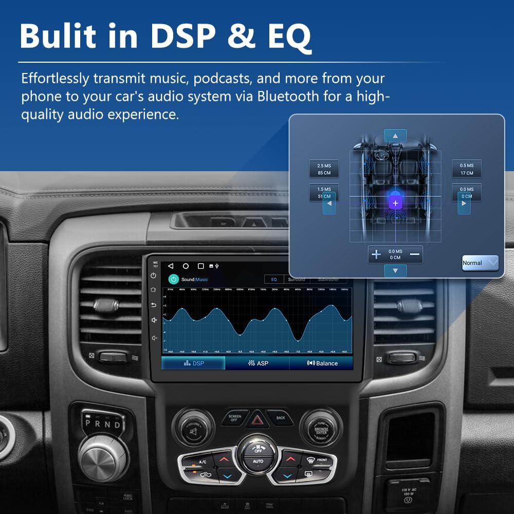 Autoradio Android 12.0 pour Dodge Ram 1500-3500 (2013-2018) Auto AC, écran tactile 9", 2+64 Go, CarPlay sans fil/Android Auto, Bluetooth/GPS/WiFi