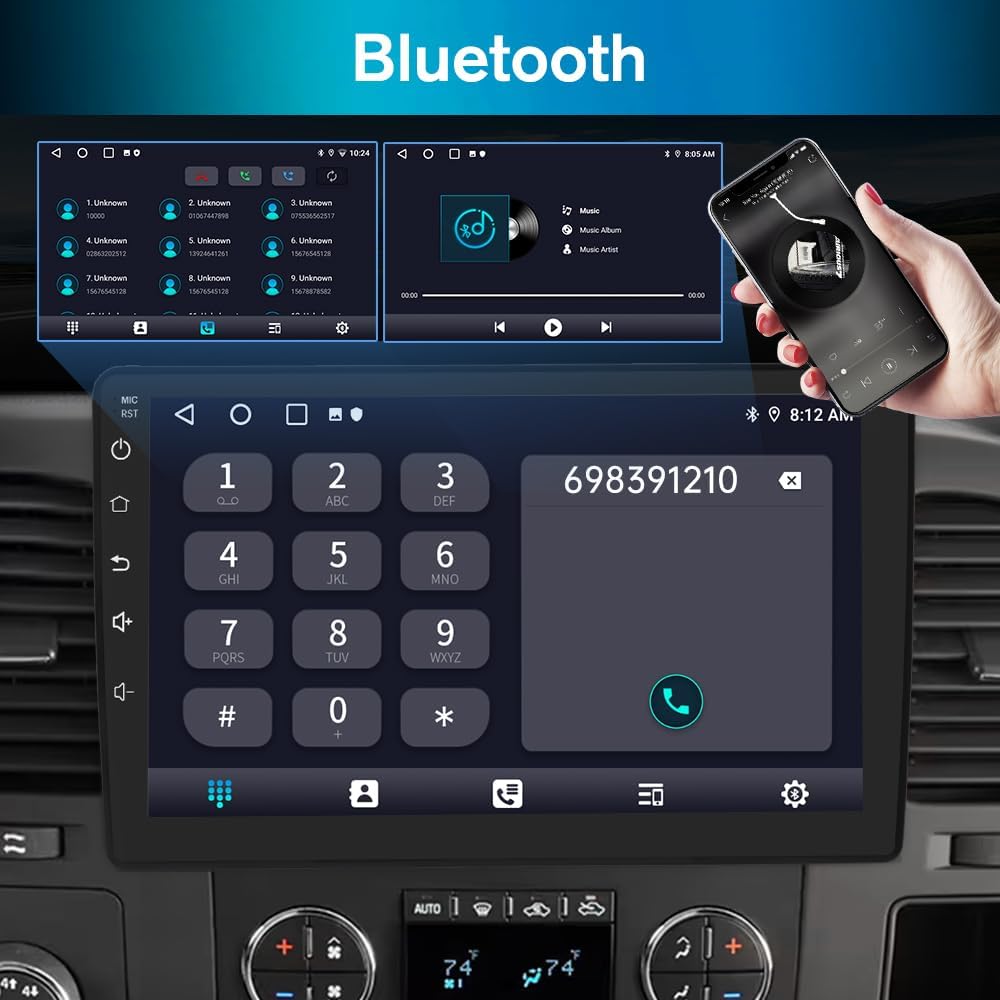 Autoradio Stéréo 2+64GB pour Chevrolet Chevrolet Silverado 2007-2013 Tahoe Equinox GMC Sierra Yukon avec CarPlay et Android Auto