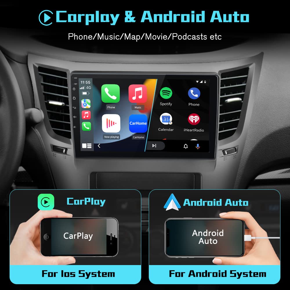 Autoradio 9" Android 12 pour Subaru Outback/Legacy 2009-2014 : écran tactile, CarPlay sans fil/Android Auto, WiFi, Bluetooth, GPS, FM, 2G+32G.