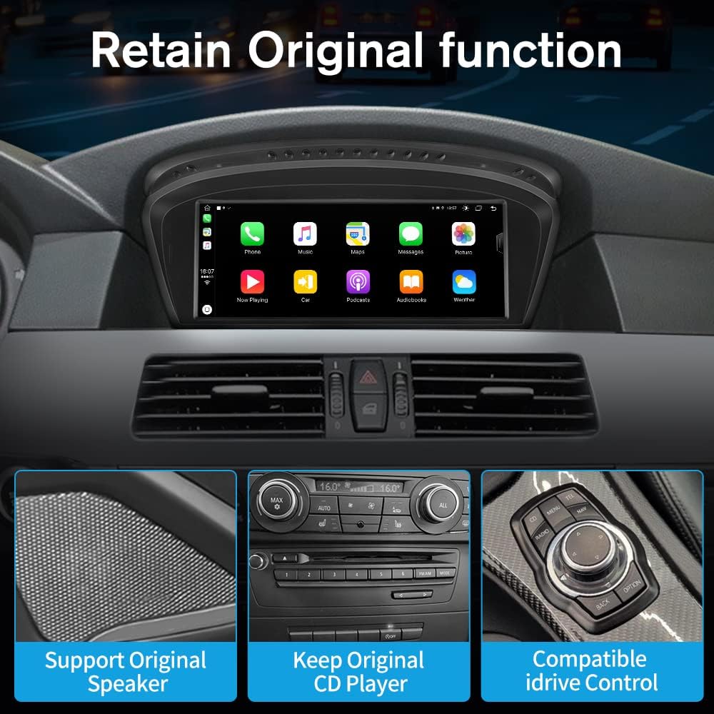 Autoradio Android pour BMW Série 3/5 E60 E90 E93 (2009-2012) - écran 8,8" avec CarPlay et Android Auto, système CIC