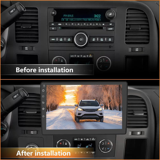Autoradio stéréo 4 Go de RAM 64 Go de ROM pour Chevrolet Silverado 2007-2013, Tahoe, Equinox, GMC Sierra, Yukon – Compatible CarPlay sans fil et Android Auto