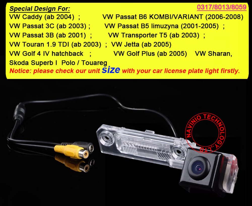 Caméra de Recul Nocturne pour VW Caddy, Passat, Jetta, Multivan, T5, Golf Plus, Polo