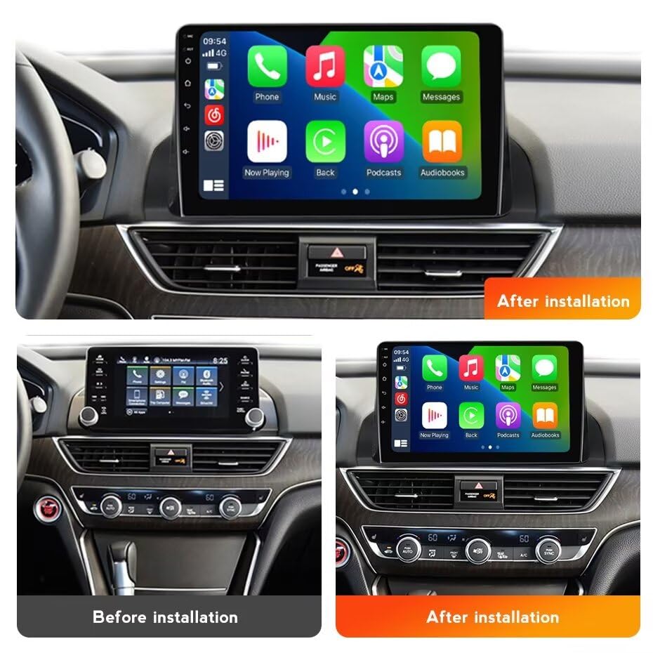 Honda Accord 10 (2018-2021) écran tactile IPS 10,1" avec GPS, Car-Play, Android Auto, SWC, vue arrière, kit tableau de bord 2+32 Go