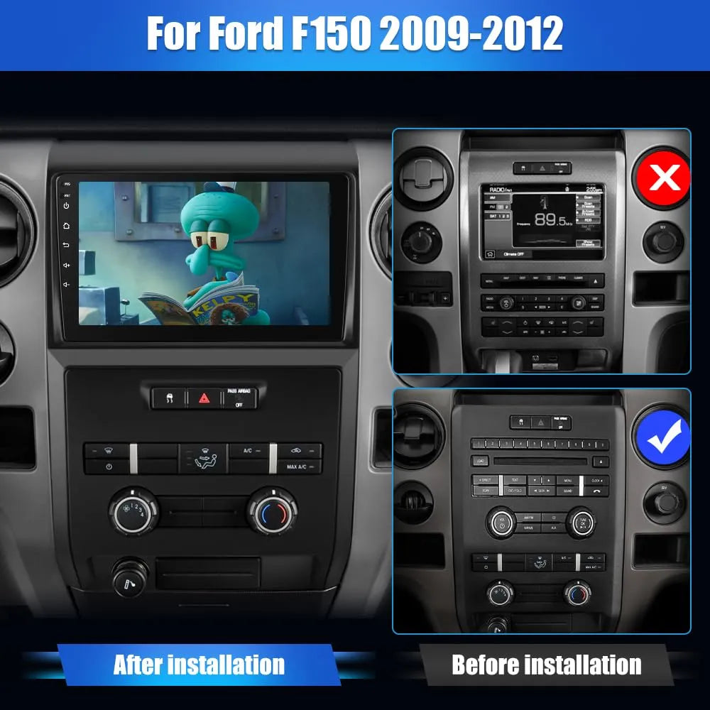 Autoradio 9" Android 13 pour Ford F150 2009-2012, 2G+32G, Carplay/Android Auto, GPS, WiFi, Bluetooth, FM RDS, DSP, SWC, Caméra de recul gratuite
