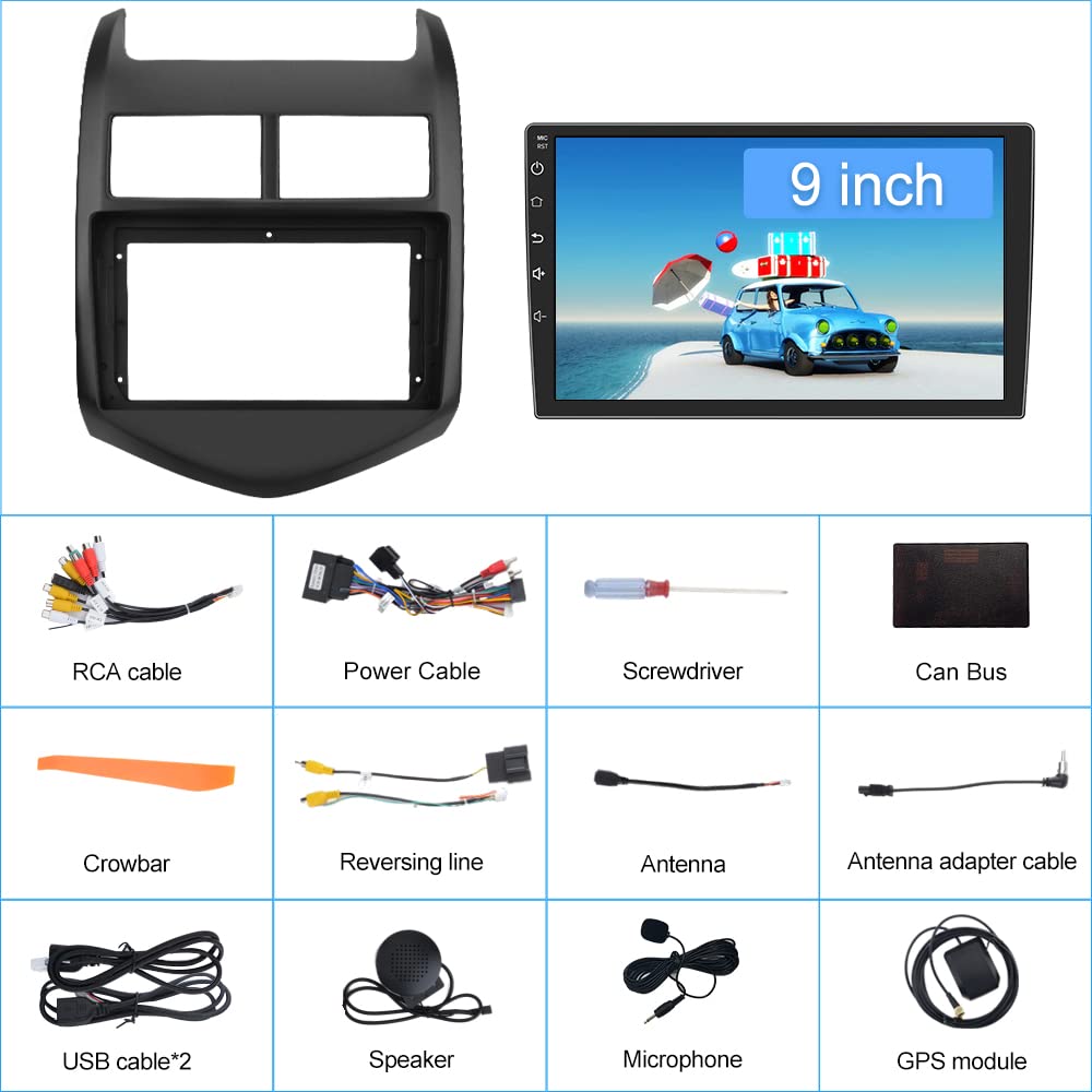 Poste radio Android 13 pour Chevrolet Aveo/Sonic 2011-2015 : Android Auto/CarPlay sans fil, 2G+32G, SWC, WiFi, GPS, DSP, Bluetooth, caméra de recul gratuite