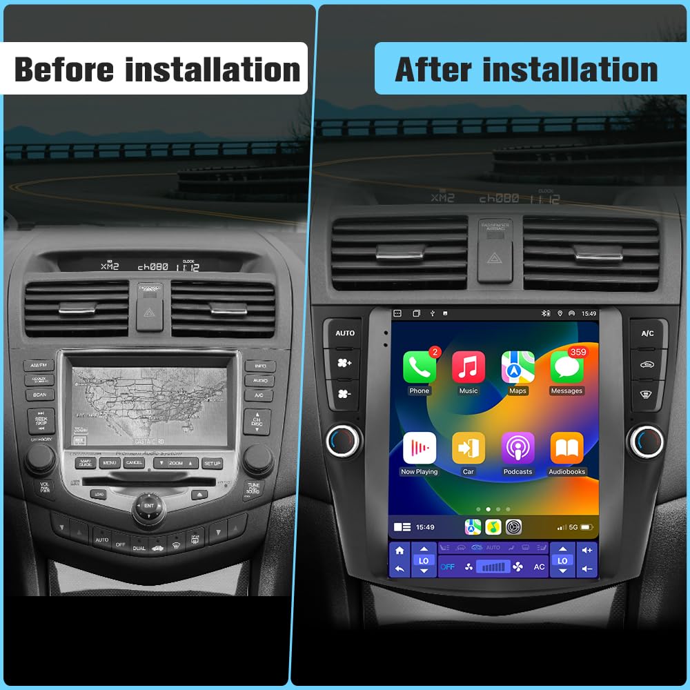 Autoradio Android 9,7" pour Honda Accord 2003-2007, style T, CarPlay et Android Auto, 4 Go de RAM, 64 Go de ROM