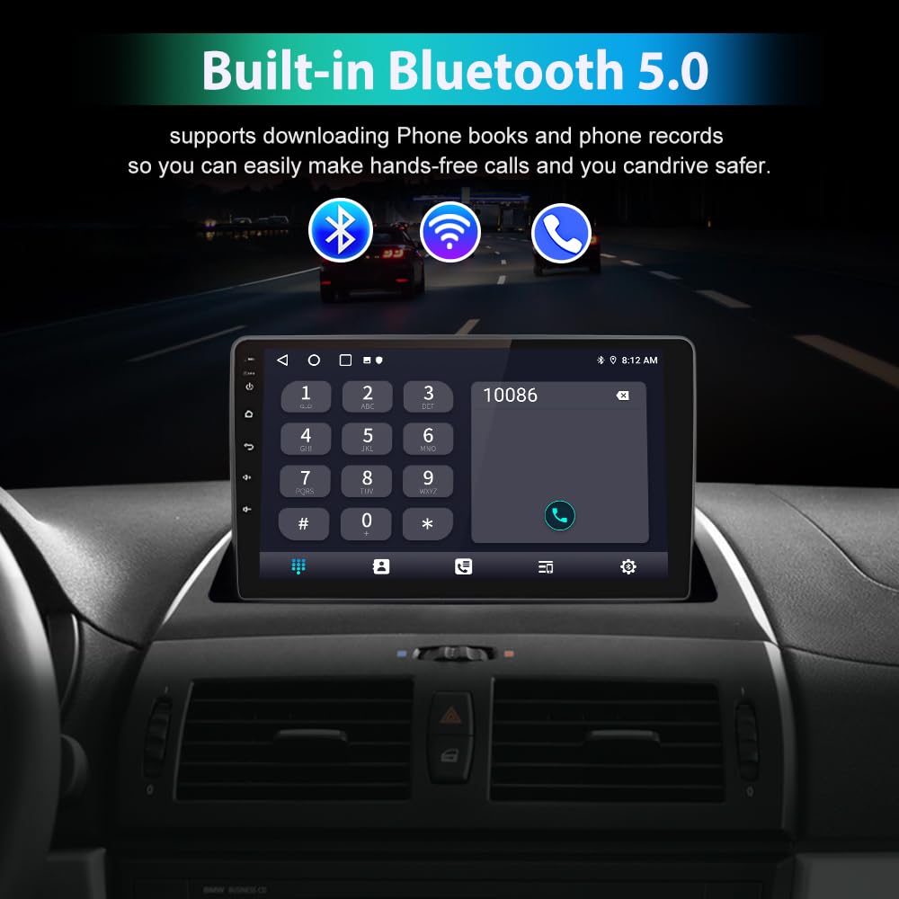 Mise à niveau stéréo de voiture Android pour BMW X3 E83 (2004-2012) – Radio à écran tactile avec CarPlay sans fil, Android Auto, Bluetooth, WiFi, navigation GPS