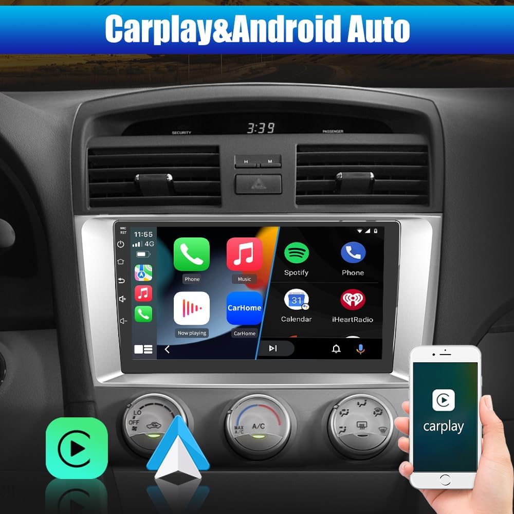 Autoradio Android 13 pour Toyota Camry 2006-2011, CarPlay sans fil/Android Auto, 2G+64G, SWC, WiFi, GPS, DSP, BT, FM, caméra de recul