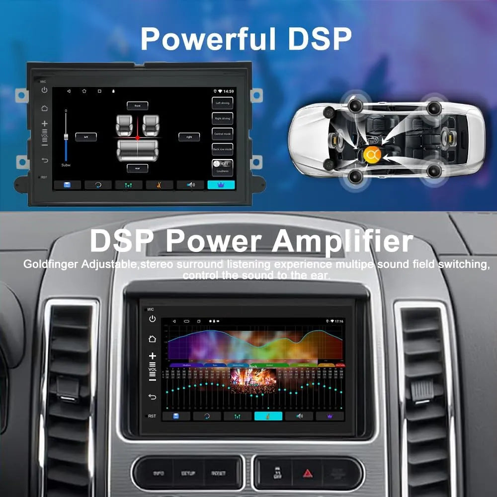 Autoradio 7 pouces 2 + 64 Go pour Ford Série F et plus : Carplay, Android Auto, DSP, Bluetooth, GPS, WiFi, caméra de recul - Compatible avec F150, F250, F350, Fusion, Edge, Explorer, Taurus, Freestar, Expedition