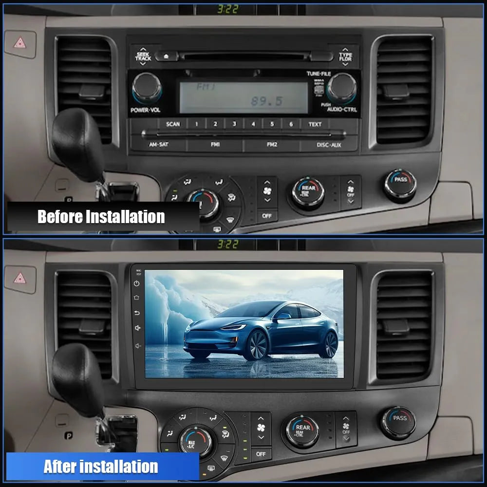 Autoradio Android 13 pour Toyota Sienna 2004-2010 : CarPlay sans fil, Android Auto, 2G+32G, SWC, WiFi, GPS, DSP, Bluetooth, FM