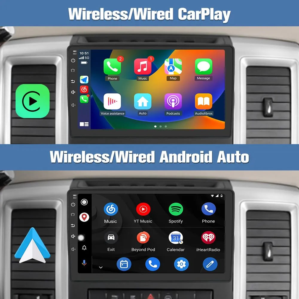 Autoradio Android 13 pour Dodge Ram 1500/2500/3500 (2009-2012) avec CarPlay et Android Auto
