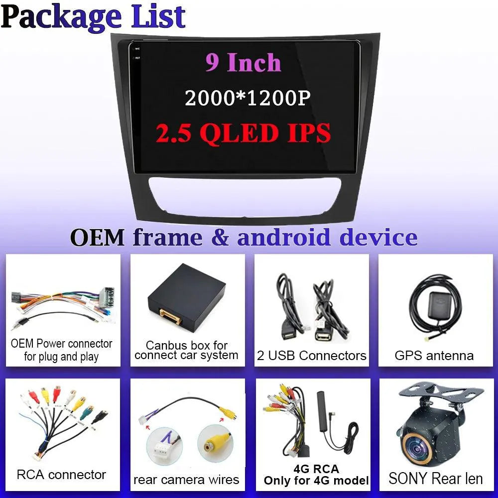 Poste Android13//4G-64//Mercedes Classe E W211/Carplay-Android Auto | Autoradio | Android 14 | Écran Tactile | Bluetooth | GPS