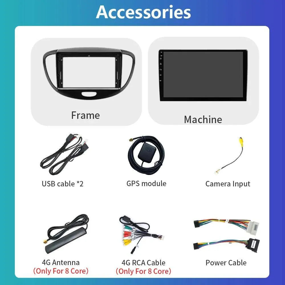 Poste Android13//4G-64//Hyundai I10 2007-2013/Carplay-Android Auto | Autoradio | Android 14 | Écran Tactile | Bluetooth | GPS