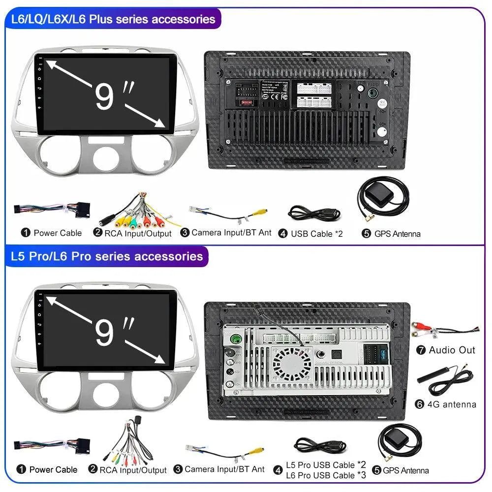 Poste Autoradio Android 13//4G-64G-Hyundai I20 2008 | Android 14 | Écran Tactile | CarPlay | Bluetooth | GPS