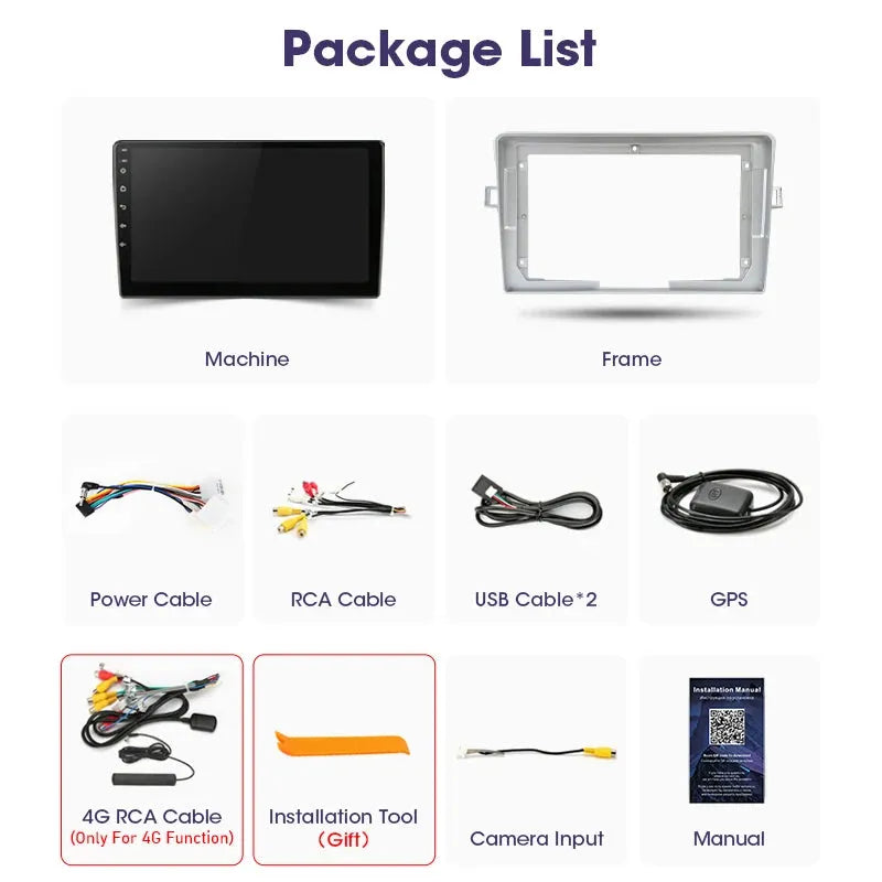 Poste Android 14 - 4G+64G - Toyota Verso 2009-2018 - Caméra Hd 1080P | Autoradio | Écran Tactile | CarPlay | Bluetooth | GPS
