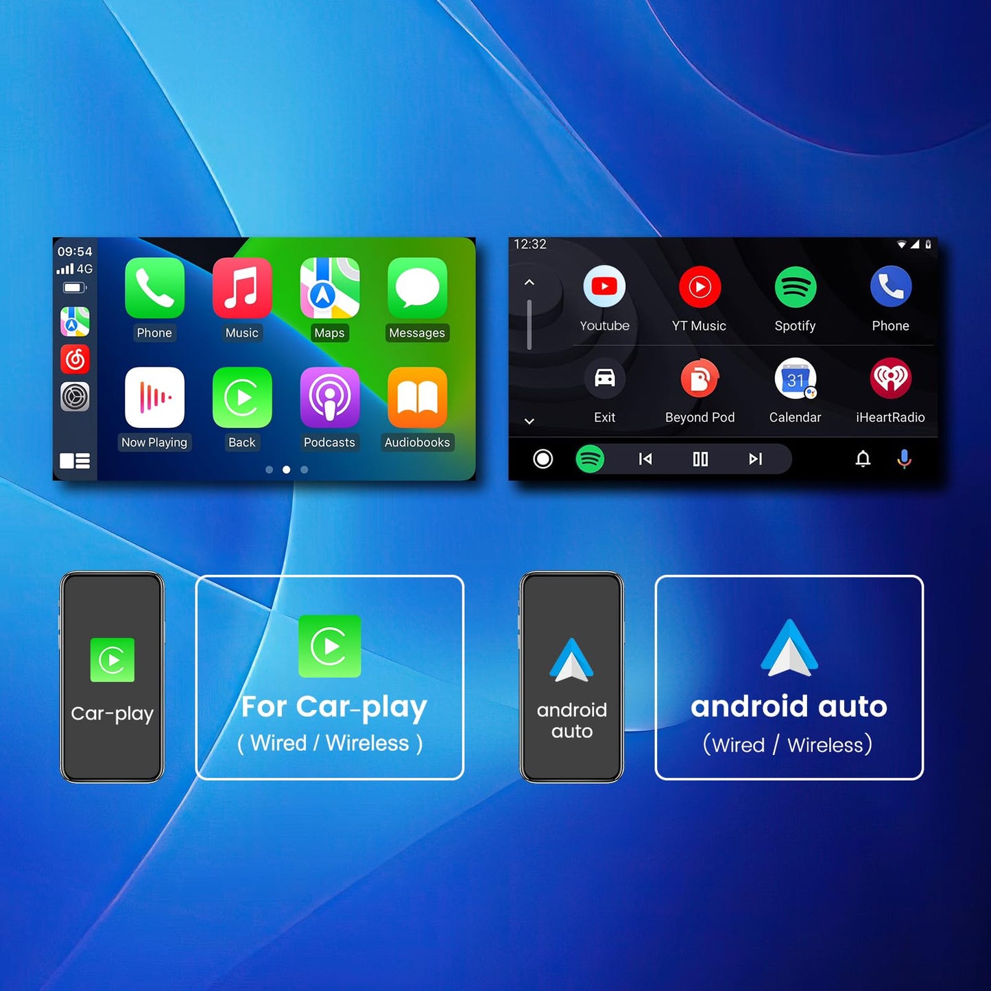 Stéréo de voiture Android 13 8 cœurs 4 + 64 Go pour Dodge Ram 1500-3500 (2013-2019) avec climatisation automatique, écran tactile 9" 1280 x 720, CarPlay/Android Auto, DSP, AM/FM, SWC, WiFi 5G