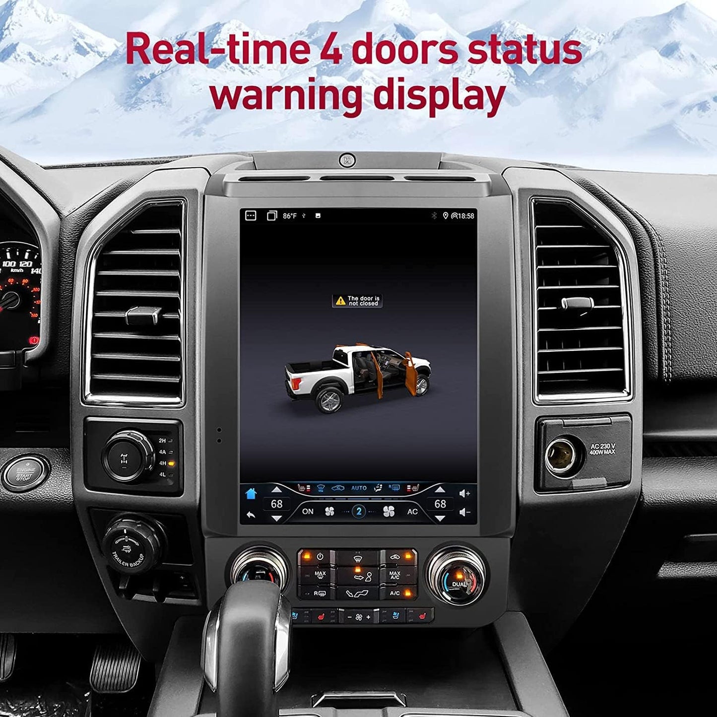 Autoradio 12,1" pour F150 (2015-2020) et F250/F350/F450 (2017-2021) - GPS 6+64G, CarPlay sans fil, BT, DSP, Sirius, WiFi 5G