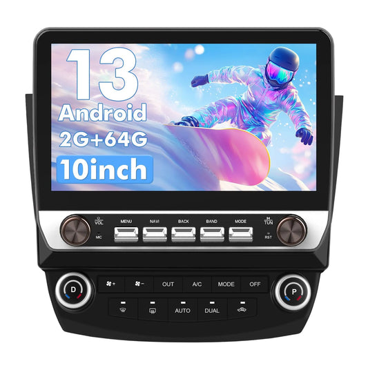 Stéréo de voiture Android 10" pour Honda Accord 7e génération (2003-2007), 2 Go de RAM, 64 Go de ROM, CarPlay/Android Auto, Bluetooth, WiFi, GPS, FM/AM, caméra de recul AHD incluse
