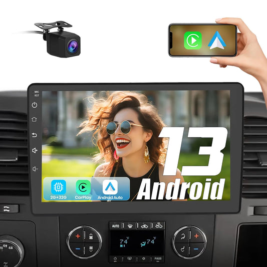 Autoradio Stéréo 2+64 Go pour Chevrolet Silverado 2007-2013, Tahoe, Equinox, GMC Sierra, Yukon - Android 13, CarPlay, Android Auto, Bluetooth, Navigation GPS
