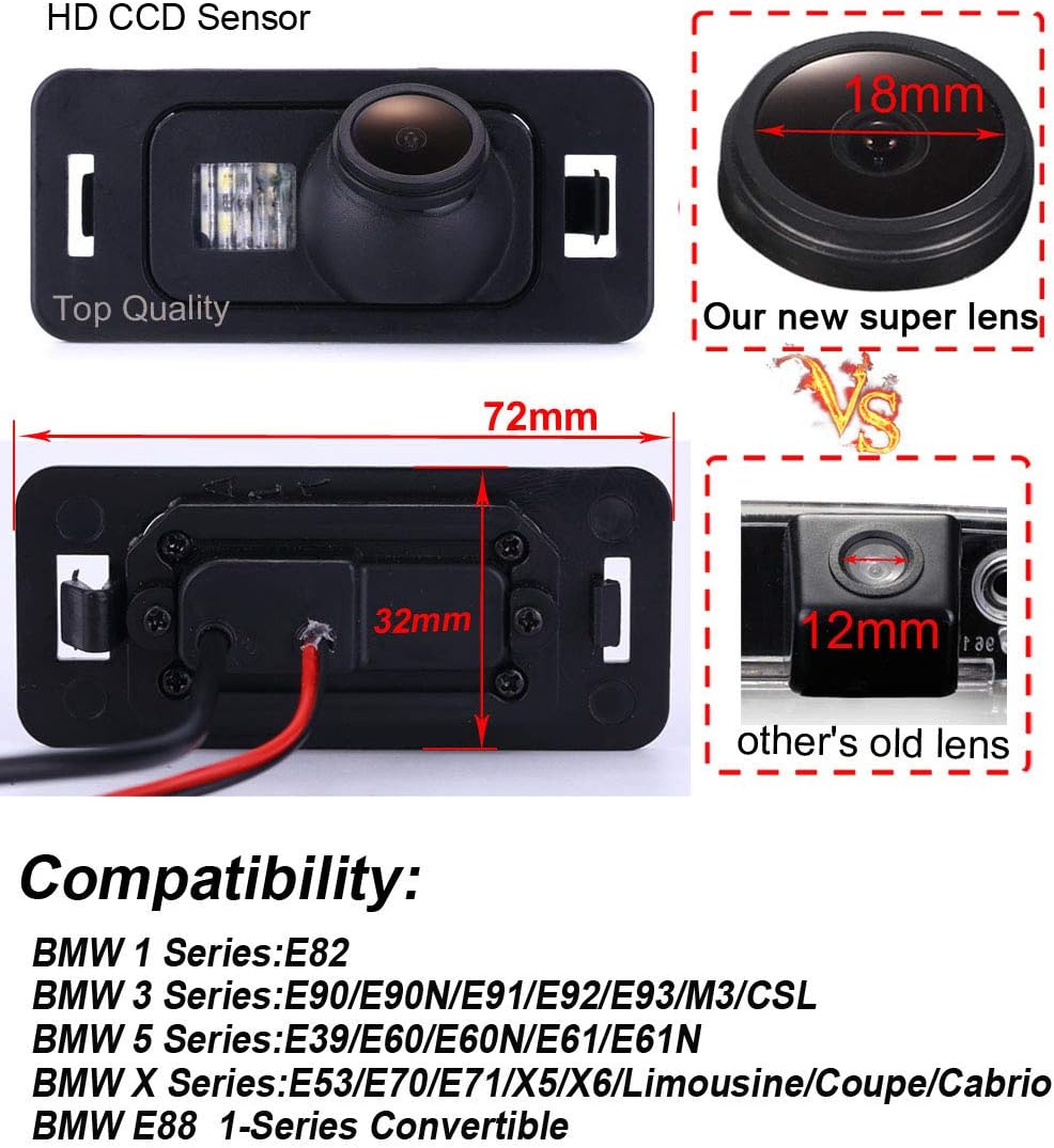 Caméra de Recul HD Navinio pour BMW Série 3, Série 1, Série 5, X1, X5, X6