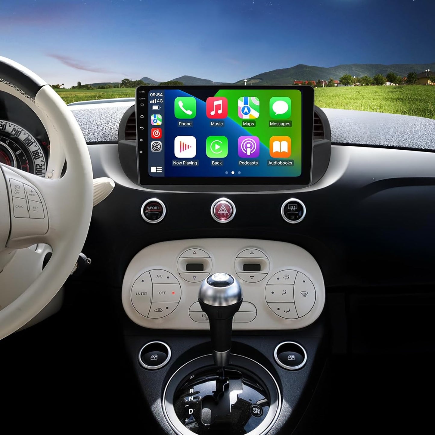 Autoradio Android 13 QLED 9" pour Fiat 500 (2007-2015) – CarPlay, GPS, 4+64 Go