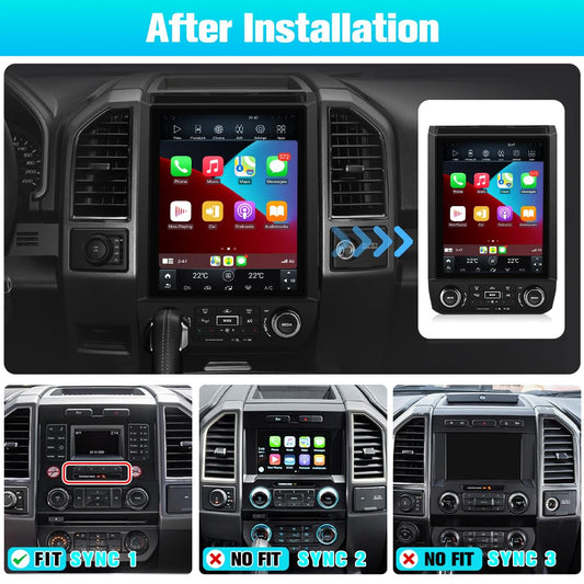 Autoradio Android 12 pour Ford F150 2015-2020 : écran style T 12", GPS, CarPlay sans fil, Android Auto, commandes de direction, WiFi, Bluetooth, mise à niveau radio 4G + 64 Go