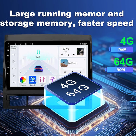 Stéréo de voiture Android 9" pour Toyota Tacoma 2005-2013, 4+64 Go, Apple CarPlay, Android Auto, navigation GPS, caméra de recul AHD, radio à écran tactile