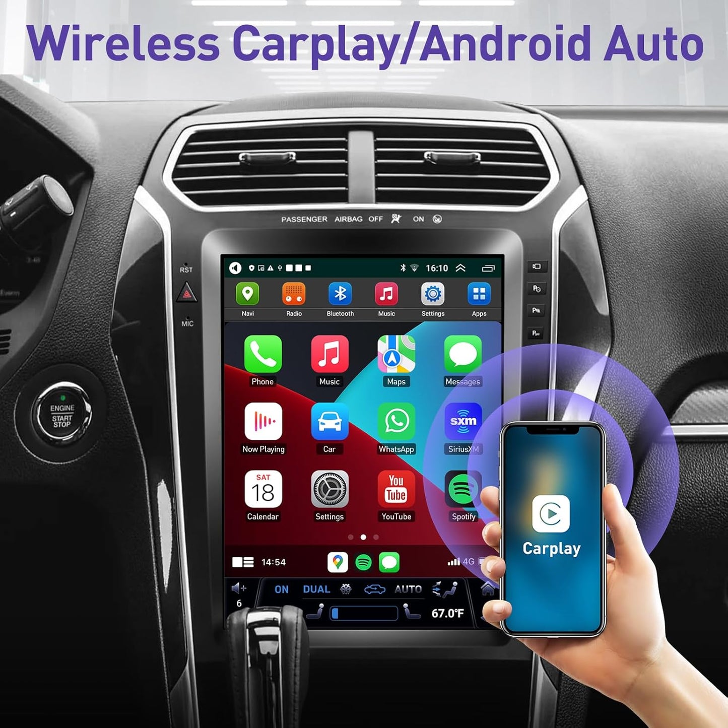 Ford Explorer 2011-2019 Mise à niveau stéréo Android 13 : écran tactile IPS 12,1", CarPlay sans fil et navigation automatique Android