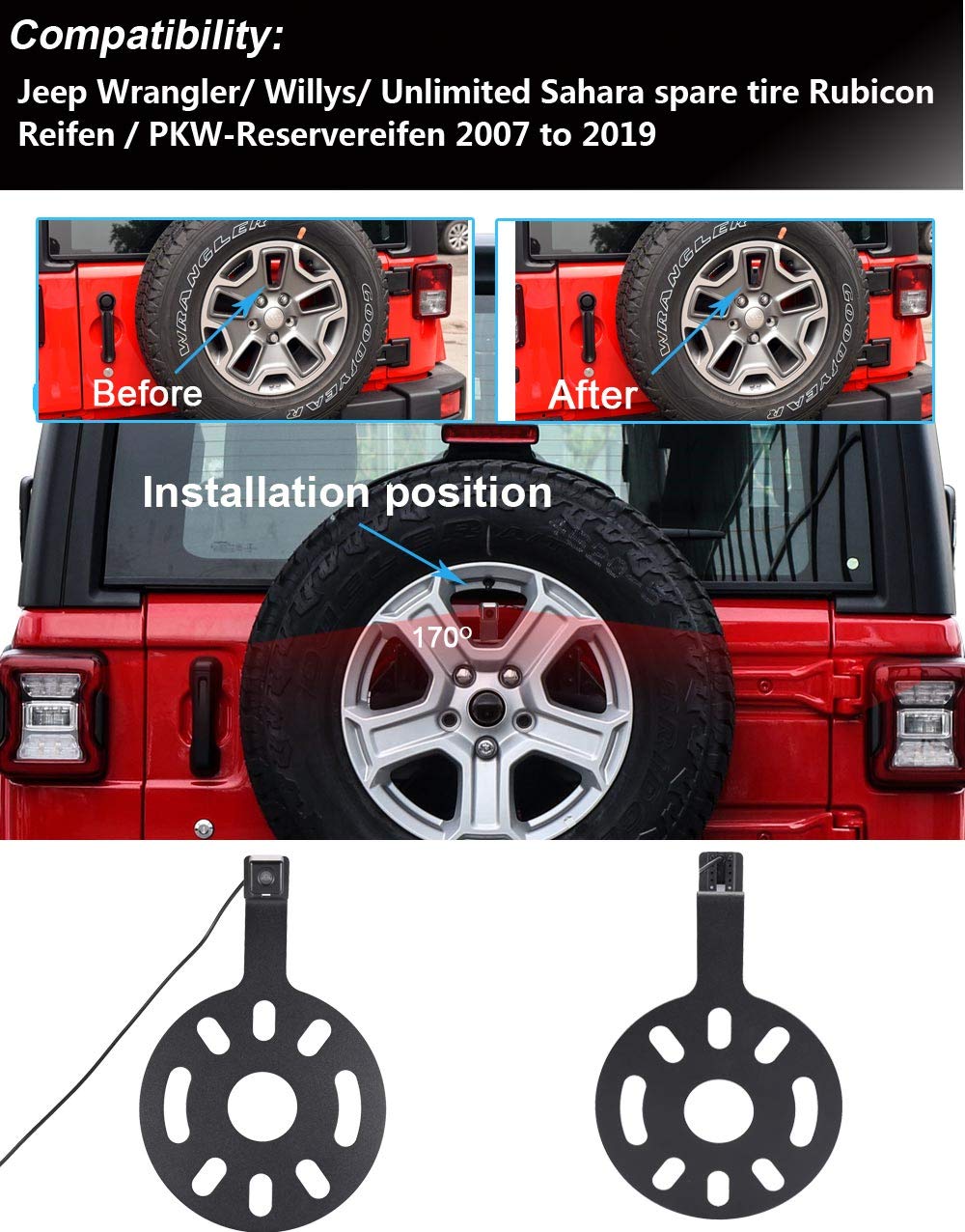 Caméra Étanche pour Jeep Wrangler Willys