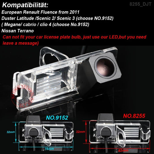 Caméra de Recul Vue Arrière pour Renault Fluence, Duster, Latitude, Scénic , Mégane, Cabrio, Clio , Terrano, Lutecia et Espace