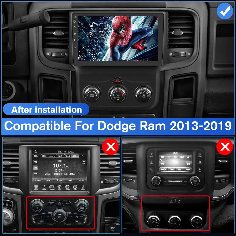 Autoradio 9" pour Dodge Ram 2013-2019 1500/2500/3500, CarPlay/Android Auto intégré, 2G RAM, 64G ROM, DSP, Bluetooth, GPS, FM, WiFi
