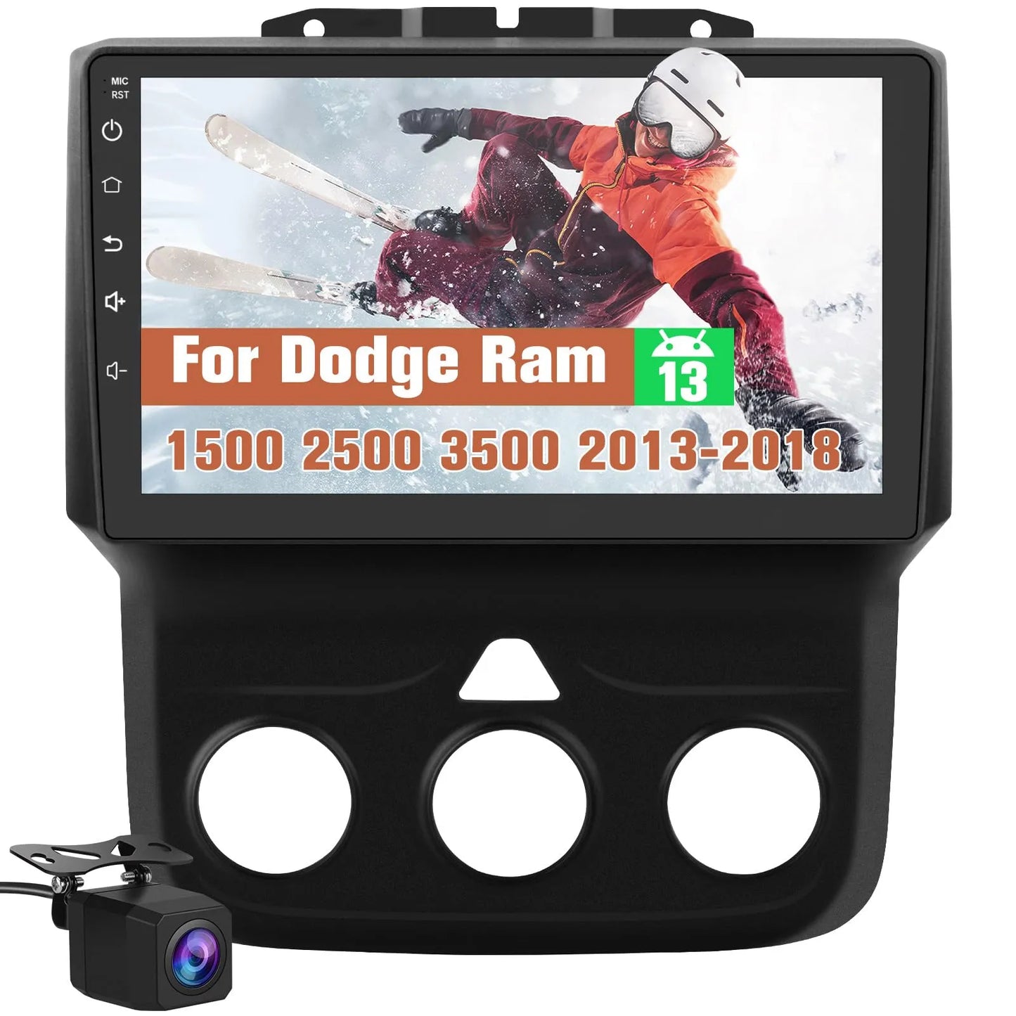 Stéréo de voiture 4 Go + 64 Go 9" pour Dodge Ram 2013-2019 1500/2500/3500, CarPlay/Android Auto intégré, DSP, BT, GPS, FM, WiFi, caméra gratuite, manuel AC