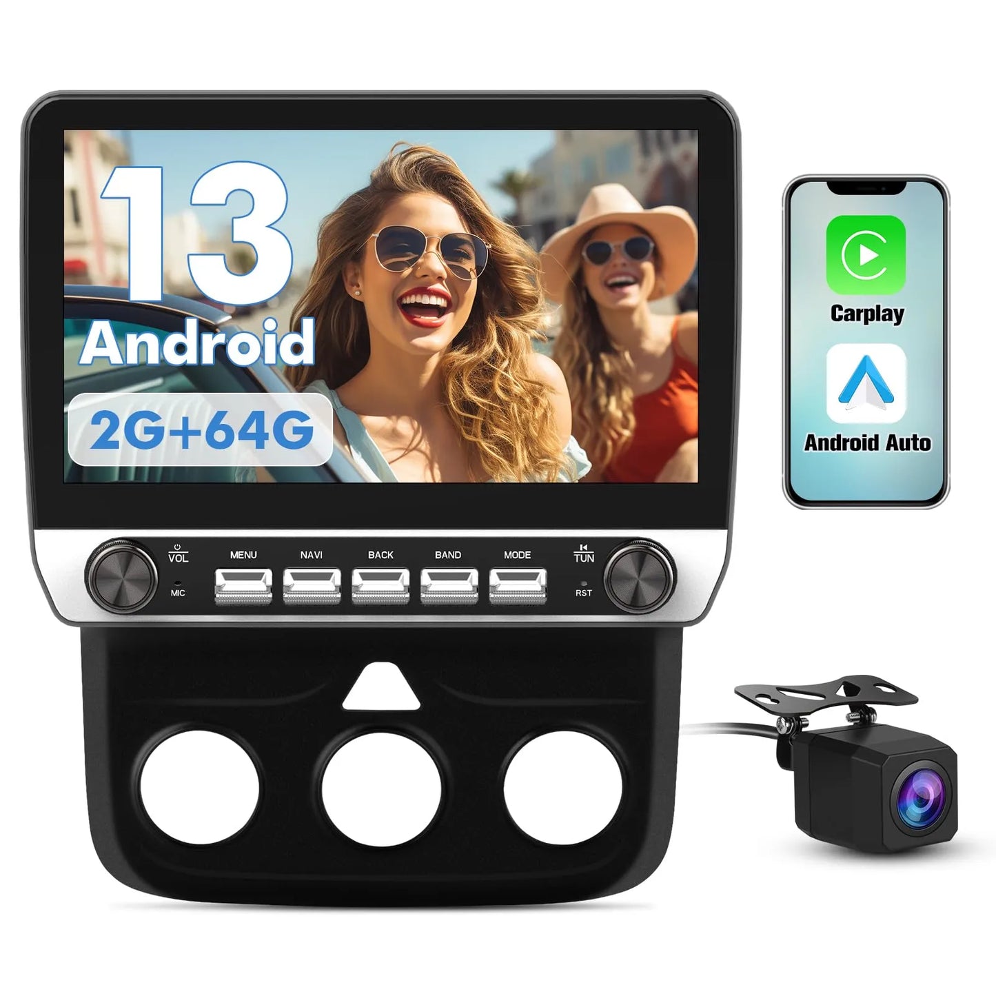 Autoradio Dodge Ram 2013-2019 : 9", CarPlay/Android Auto, 2 Go de RAM, 32 Go de ROM, DSP, Bluetooth, GPS, FM, WiFi, climatisation automatique pour modèles 1500/2500/3500.