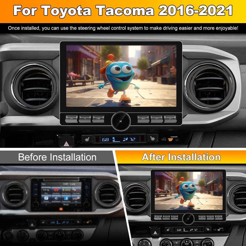 Autoradio Android 13 4Go+64Go pour Toyota Tacoma 2016-2021 avec CarPlay, Android Auto, Bluetooth et Navigation GPS