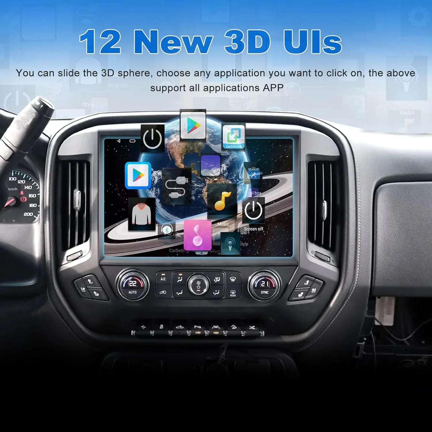 Mise à niveau de l'autoradio Android 11 13" pour Chevrolet Silverado/GMC Sierra 2014-2018 : 4+64 Go, Octa Core, QLED, Bluetooth, GPS, caméra avant/arrière, DSP, AM/FM/RDS, SWC, WiFi.