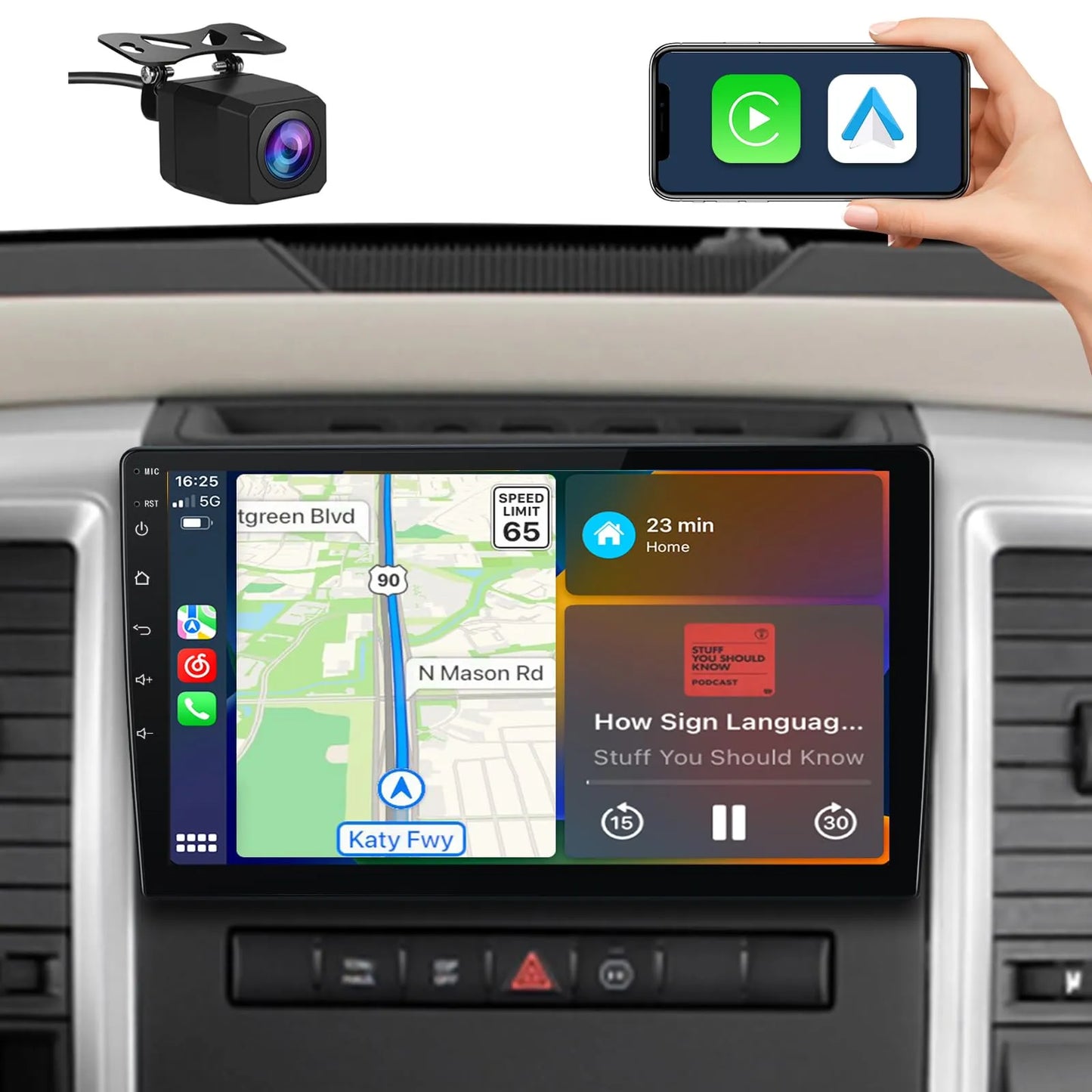 Autoradio Android 13 pour Dodge Ram 1500/2500/3500 (2009-2012) avec CarPlay et Android Auto