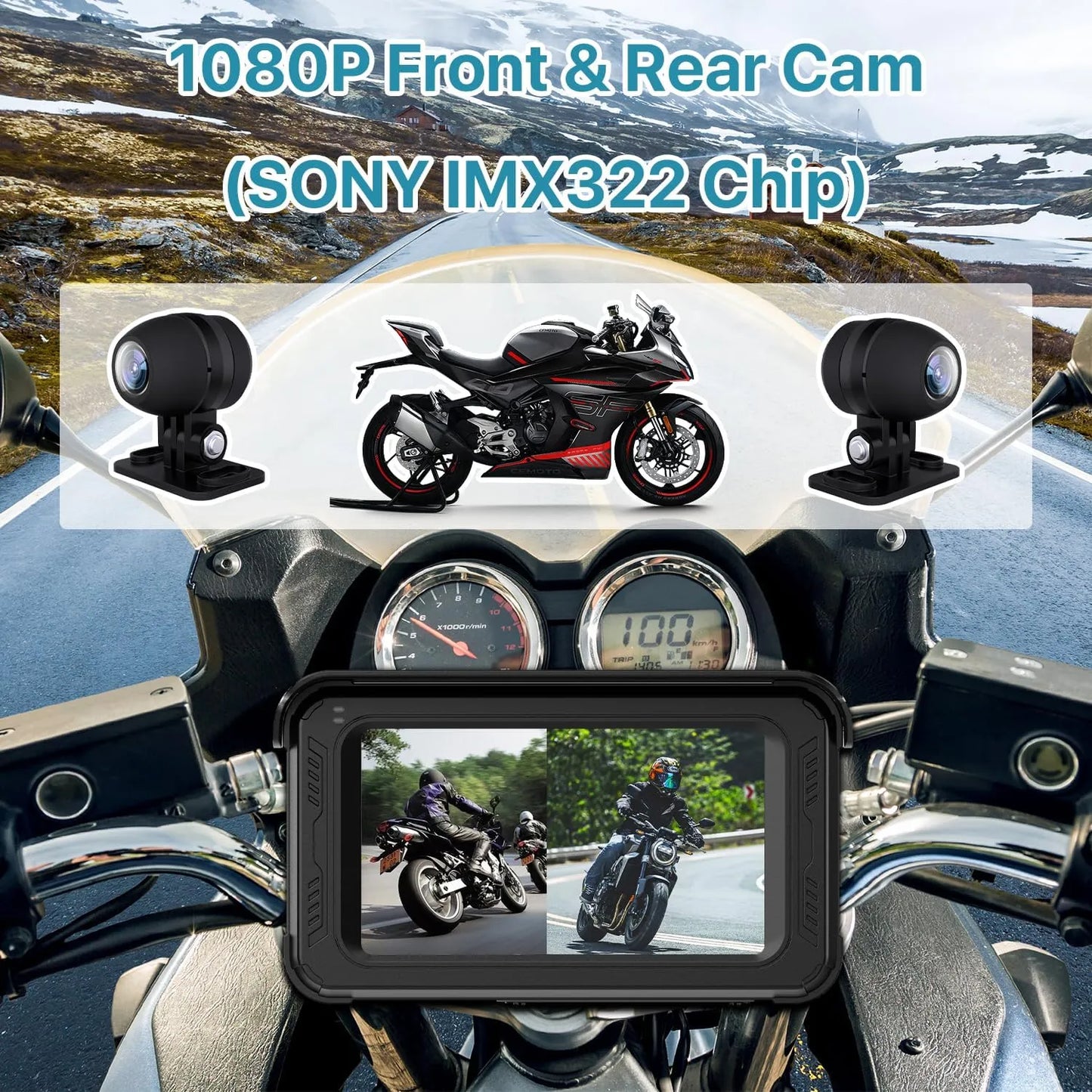 Écran Moto Jmance 5 Pouces Carplay Android Auto Sans Fil | Autoradio | Android 14 | Écran Tactile | Bluetooth | GPS