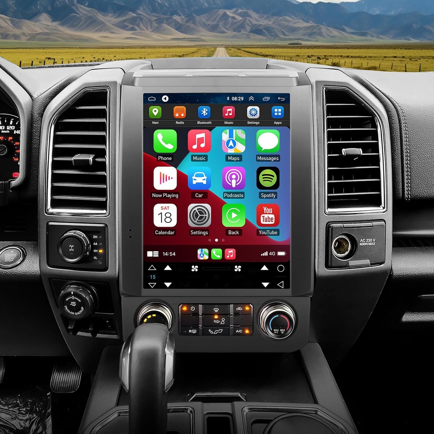 Autoradio Android 12 pour Ford F150 (2015-2018) - Écran tactile IPS 12,1", 4 Go + 64 Go, GPS, 4G LTE, WiFi, CarPlay sans fil, caméra de recul gratuite