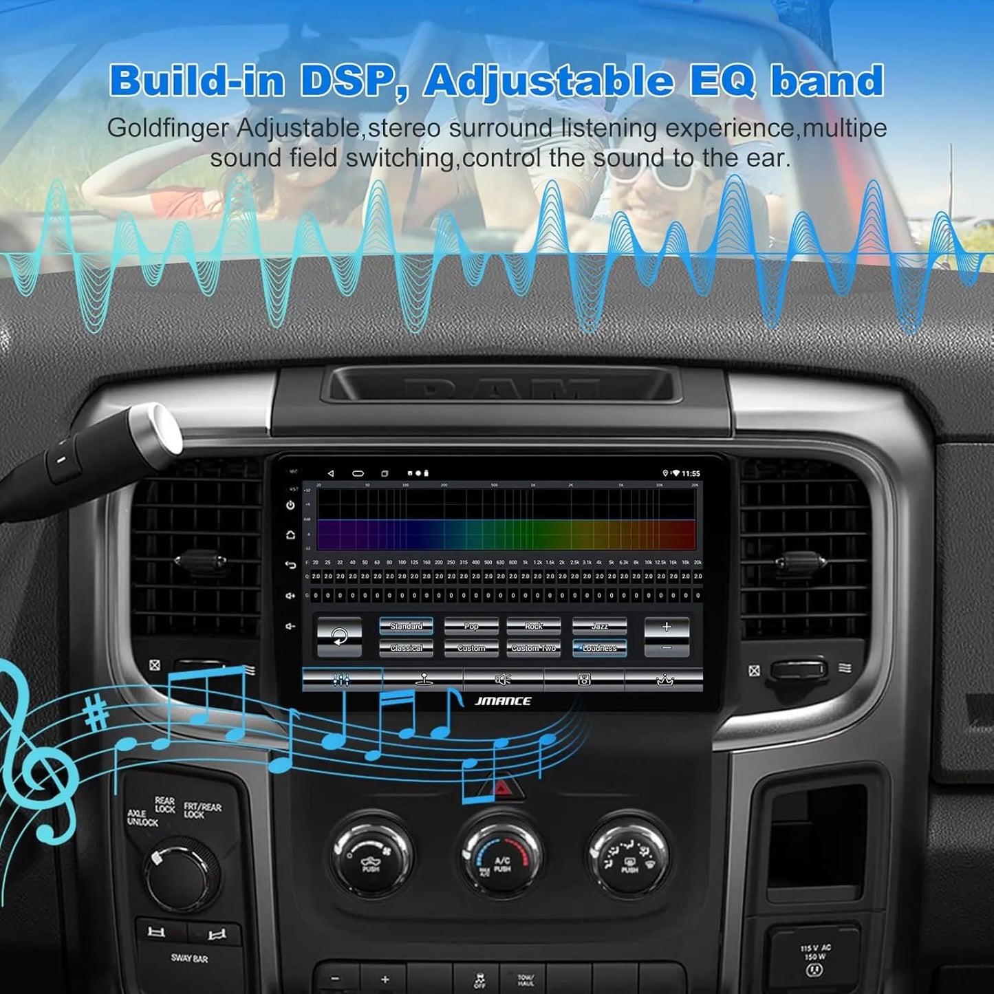 Autoradio Android 4+64 Go pour Dodge Ram 1500-3500 (2013-2018) – Octa Core, GPS, 4G, DSP HiFi, AM/FM/RDS, SWC, kit de remplacement radio