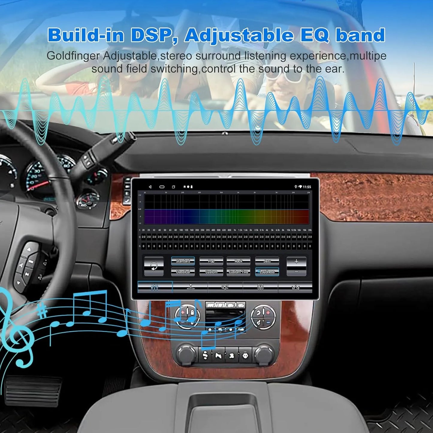 Autoradio Android 13" pour Chevrolet Tahoe/Suburban GMC Yukon 2008-2012 : écran QLED, GPS, caméra avant/arrière, enregistrement double caméra, DSP, radio AM, 6+128 Go.